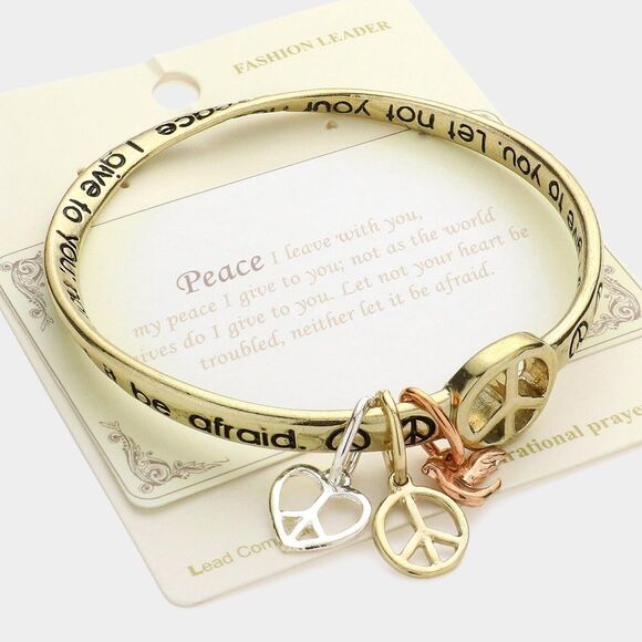 Faith Jewelry - Faith Bangle Bracelet Peace I Leave With You Scripture Message Christian Jewelry